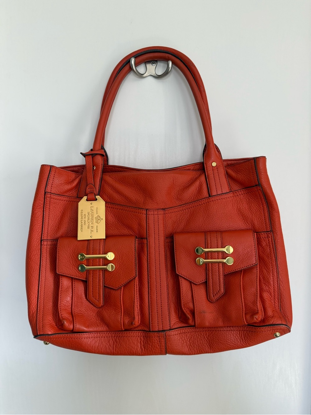 Ralph Lauren Orange Leather Handbag